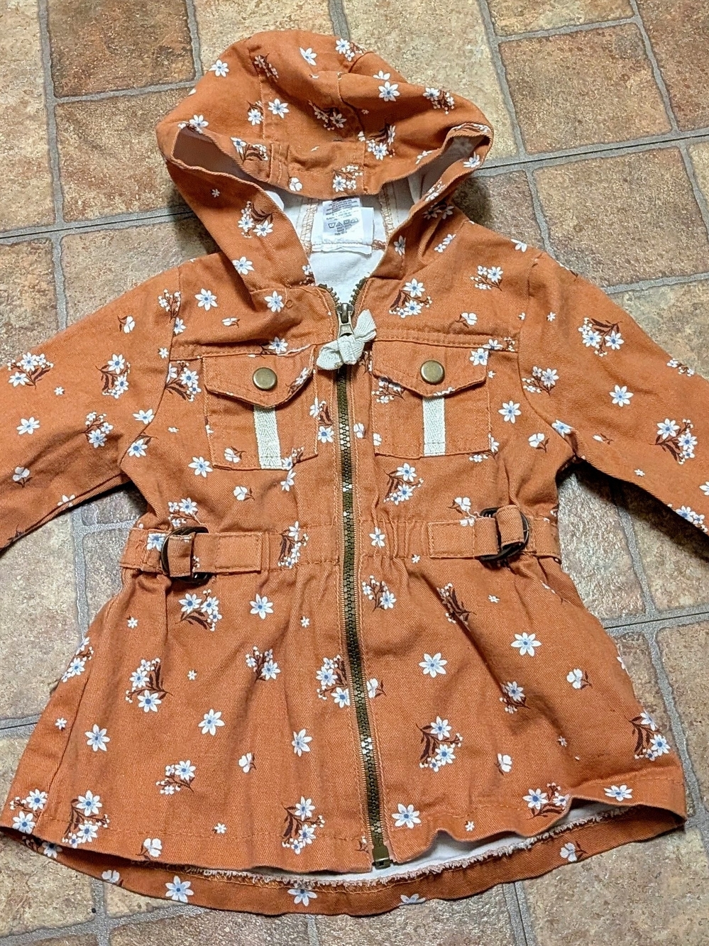 Little Lass Rust Floral Hooded Anorak